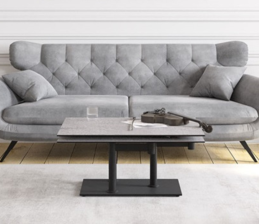 table de salon basse céramique pivotante silver moderne - Souffle d'intérieur