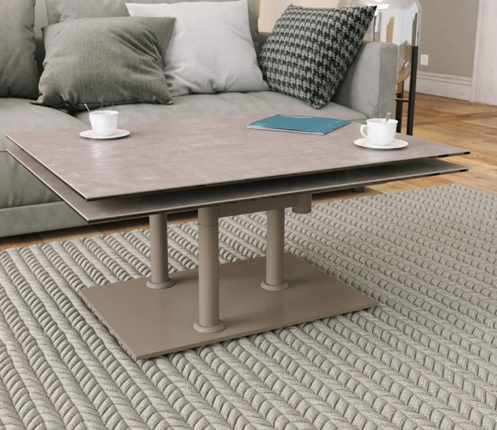 table de salon basse céramique taupe contemporaine - Souffle d'intérieur