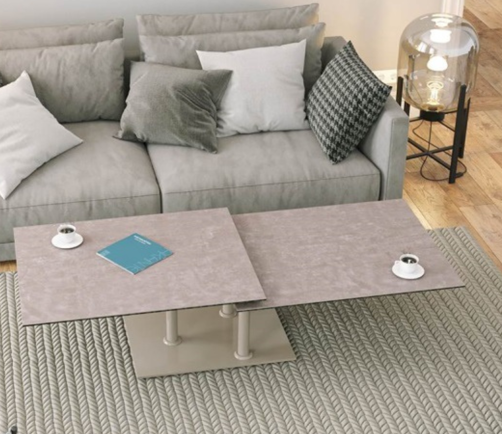 table de salon basse céramique taupe contemporaine - Souffle d'intérieur