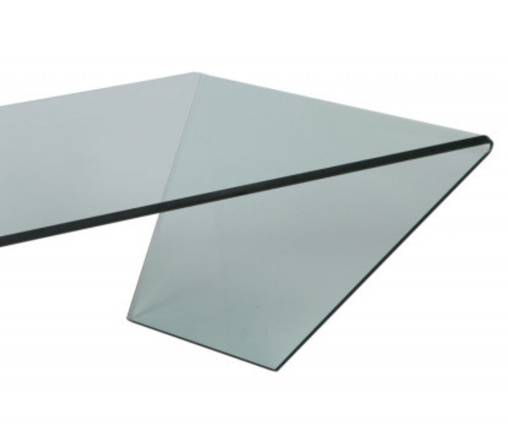 Table basse en verre trempé rectangulaire courbé 120 x 65cm - Kidsy