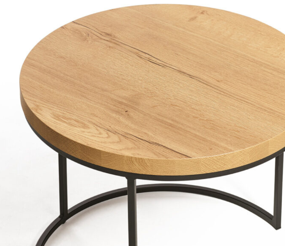 Table basse de salon gigogne ronde bois design - Odily