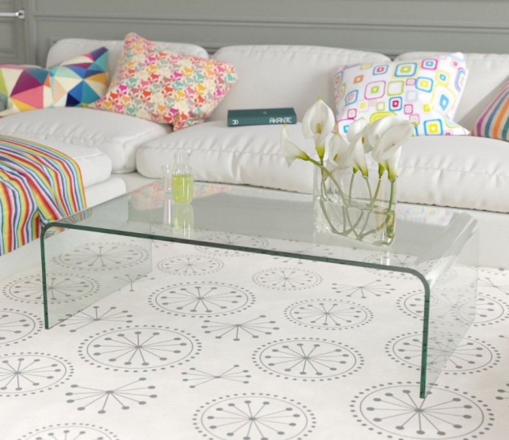 Table basse en verre transparent rectangulaire design - Domy