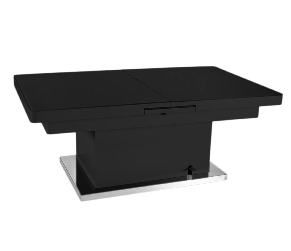Table basse transformable en table haute en verre noir