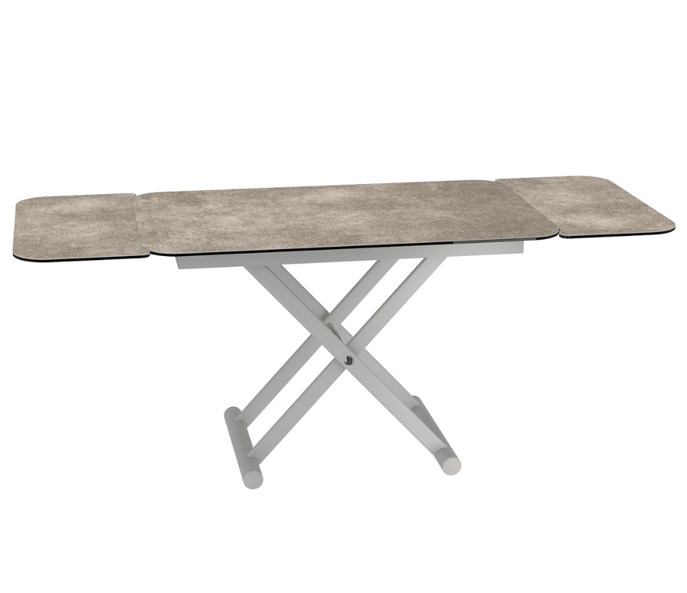 Table basse relevable extensible céramique taupe argile 120cm - Enola