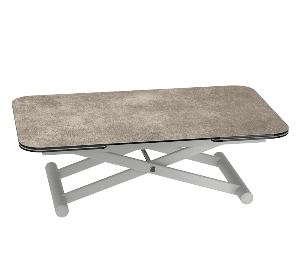Table basse relevable extensible céramique taupe argile 120cm - Enola