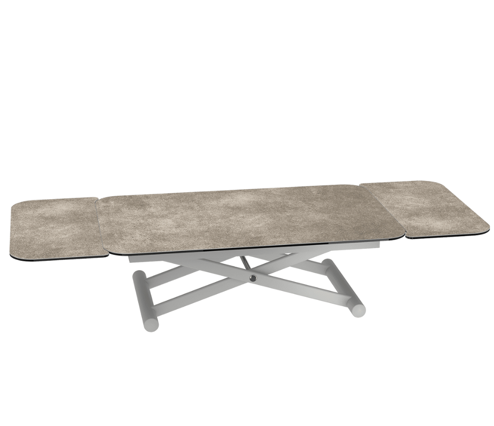 Table basse relevable extensible céramique taupe argile 120cm - Enola