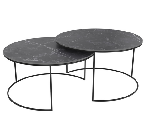Table basse ronde céramique gris foncé design - Souffle d'intérieur
