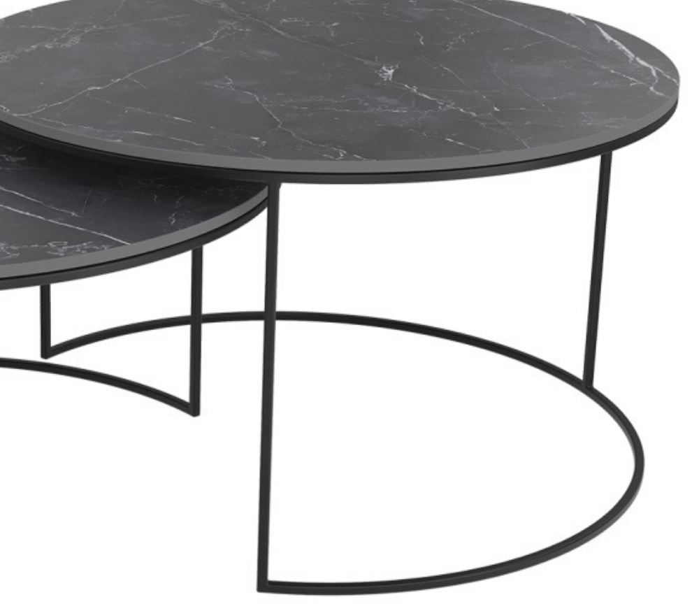 Table basse ronde céramique gris foncé design - Souffle d'intérieur