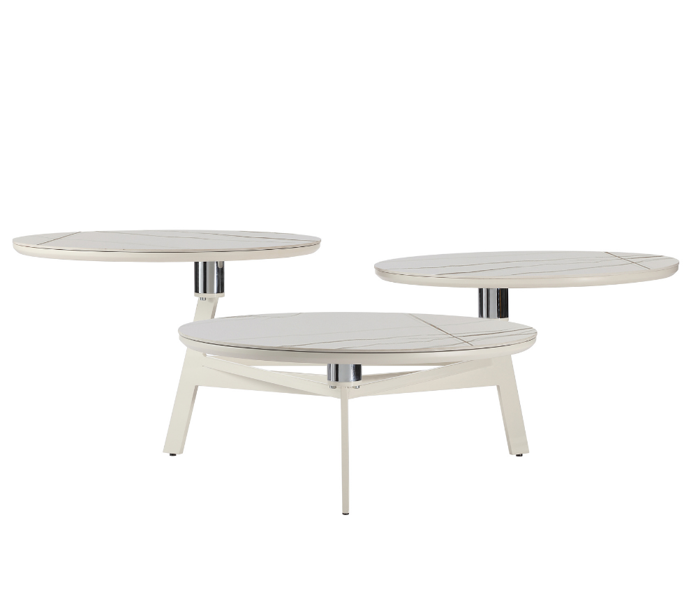 Table basse ronde blanche céramique marbre clair design - Jade