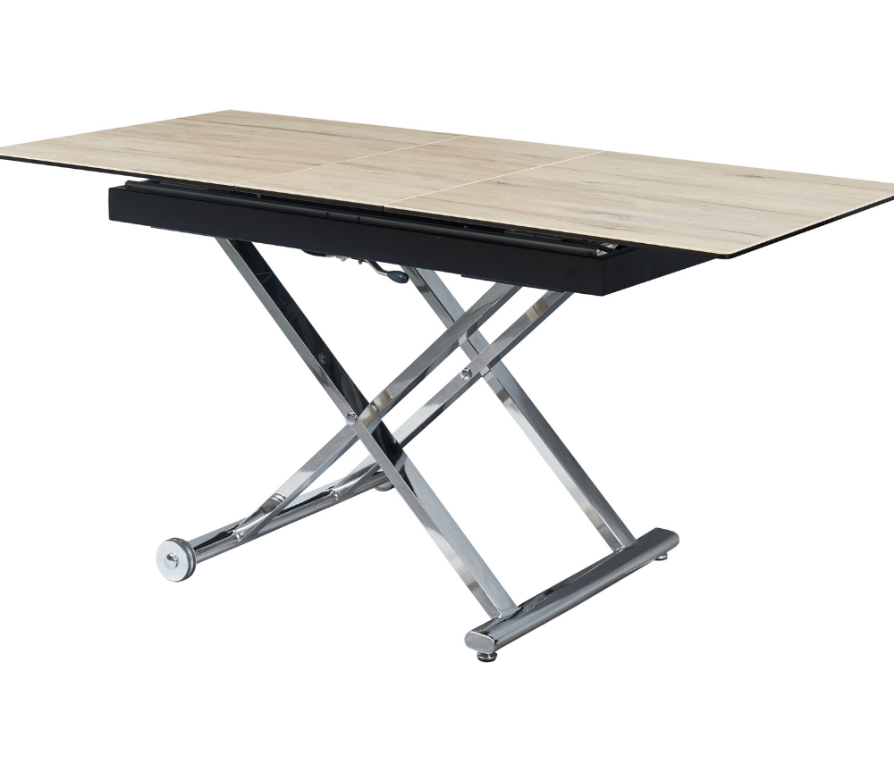 Table basse relevable transformable extensible céramique bois L 120cm - Julia