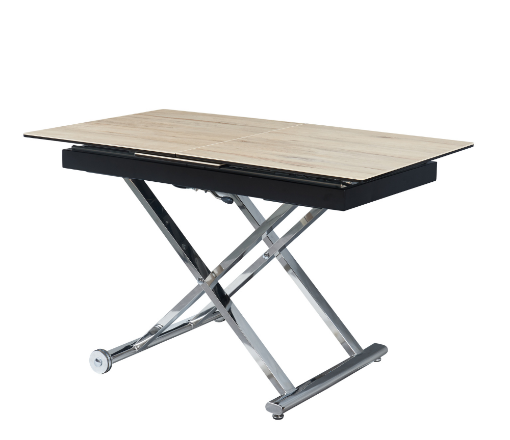 Table basse relevable transformable extensible céramique bois L 120cm - Julia