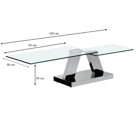 Table basse en verre rectangulaire design pivotante - Souffle d'intérieur