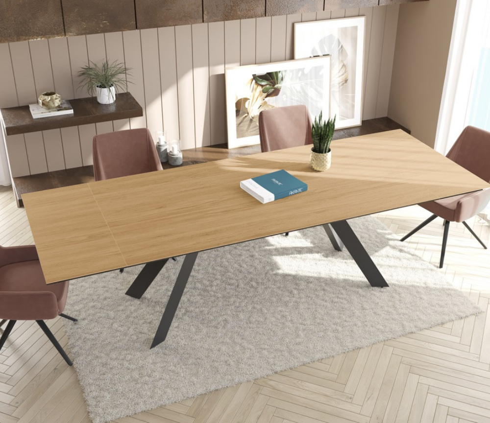 Table a manger céramique effet bois chêne extensible L 150cm ou 190cm - Onita