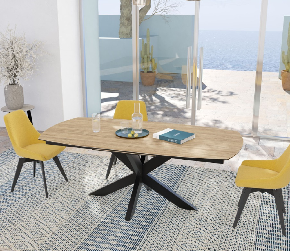 Table extensible céramique bois clair de salle à manger design - Souffle d'intérieur