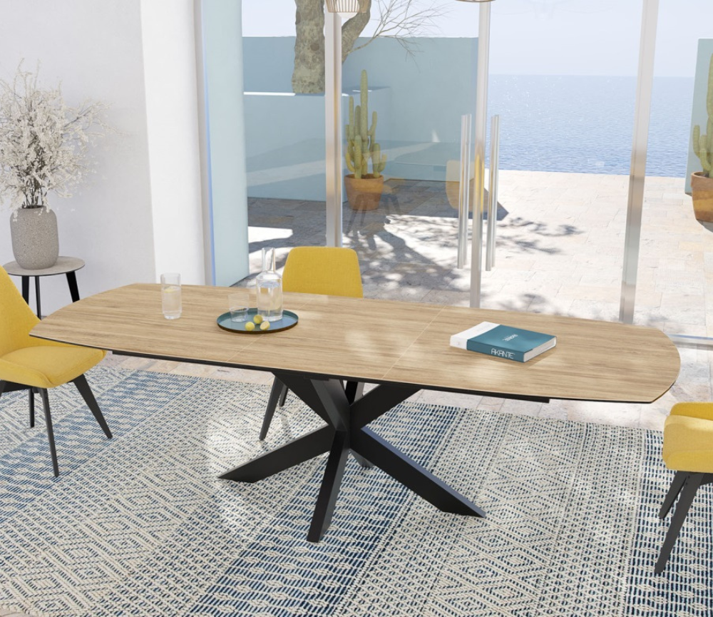 Table extensible céramique bois clair de salle à manger design - Souffle d'intérieur