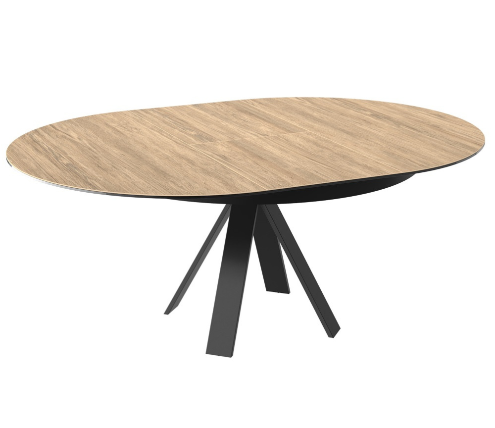 Table ronde extensible céramique effet bois chêne L 130cm - Chany