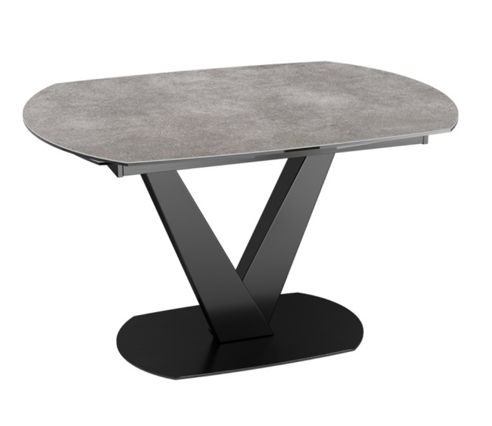 Table céramique extensible argile moderne pieds central noir - SOUFFLE D'intérieur