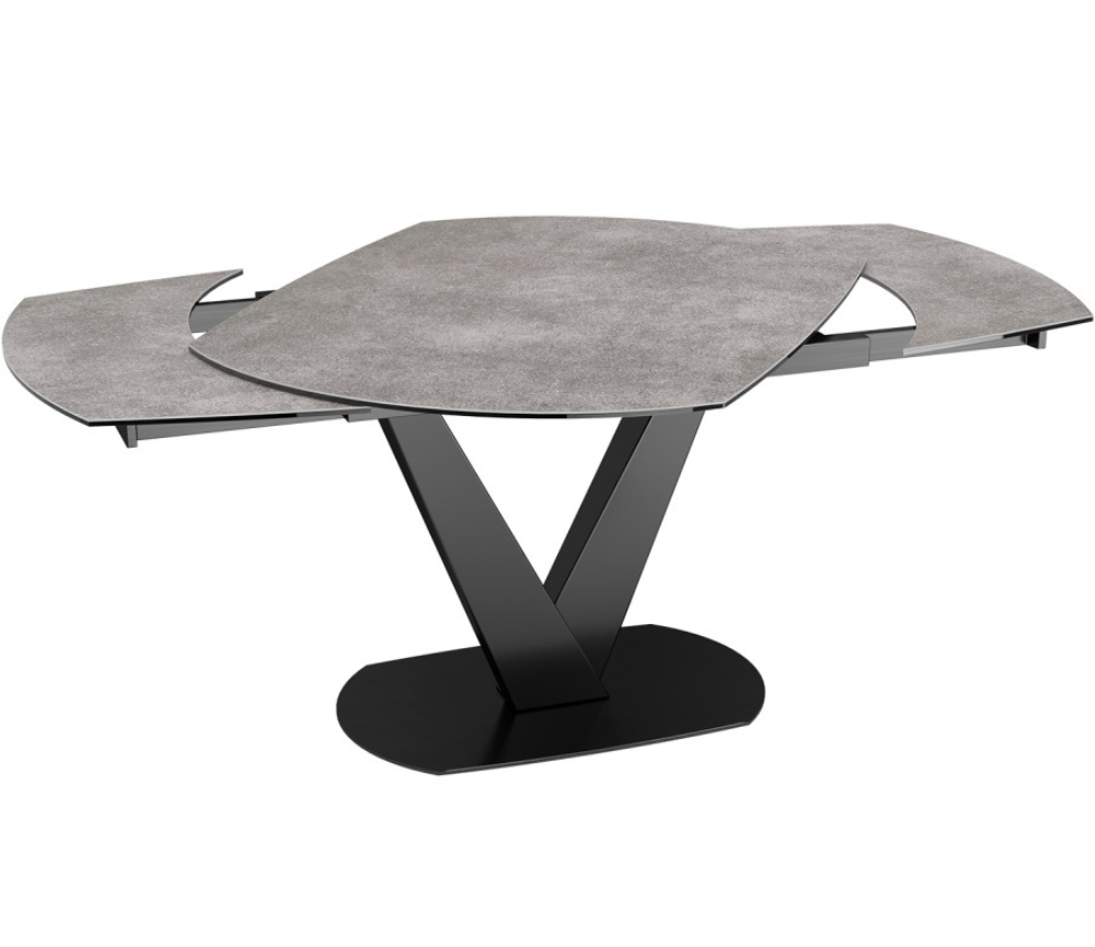 Table céramique extensible argile pieds noir L 120cm ou 130cm- Bella
