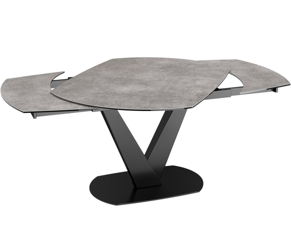 Table céramique extensible argile moderne pieds central noir - SOUFFLE D'intérieur
