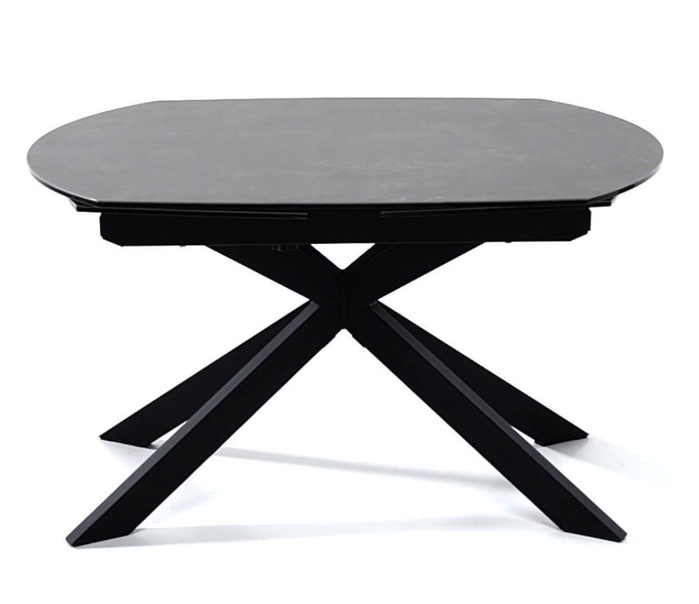 Table céramique anthracite extensible pieds métal noir L 130cm - Julie
