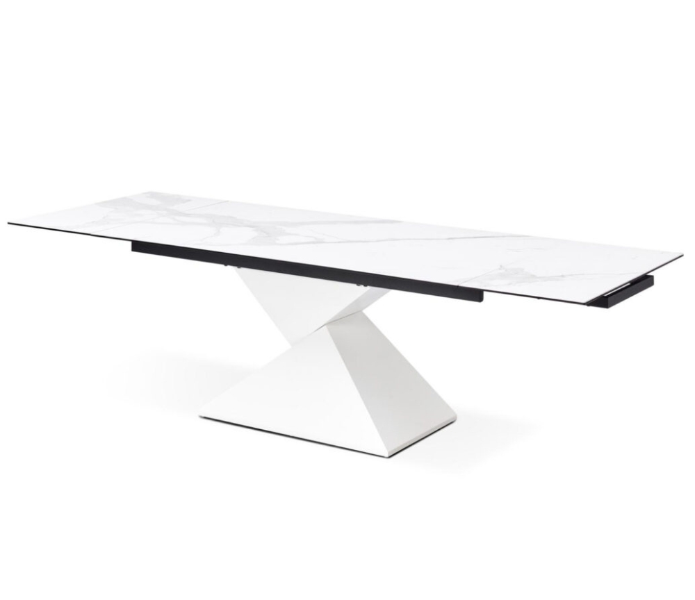 Table céramique extensible marbre blanc mat L 180cm - Ravina