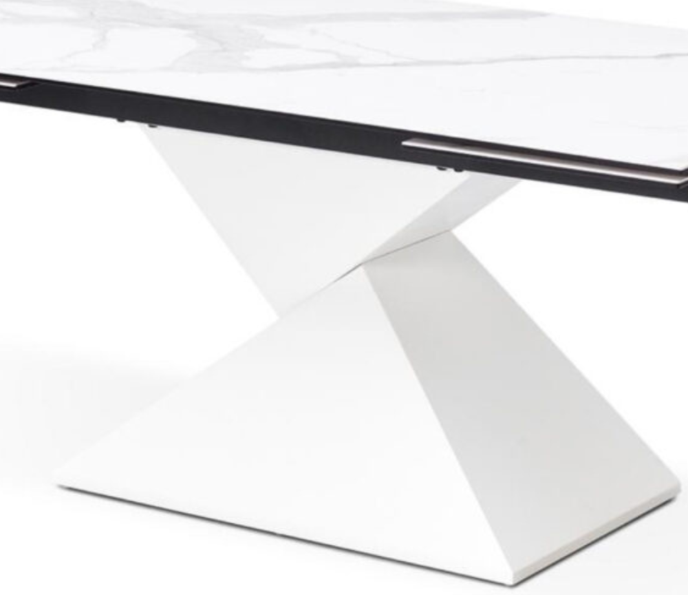 Table céramique extensible marbre blanc mat L 180cm - Ravina
