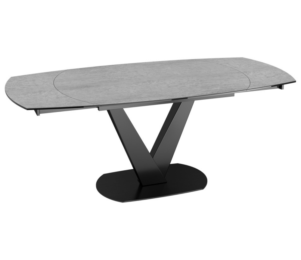 Table céramique extensible gris clair pied central L 130cm ou 120cm - Bella