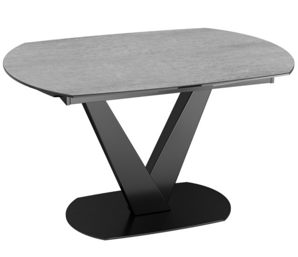 Table céramique extensible gris clair pied central L 130cm ou 120cm - Bella