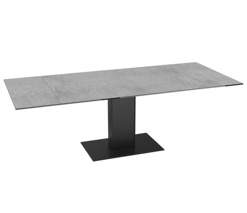 Table céramique extensible gris clair pieds noir design L 150cm - Conny