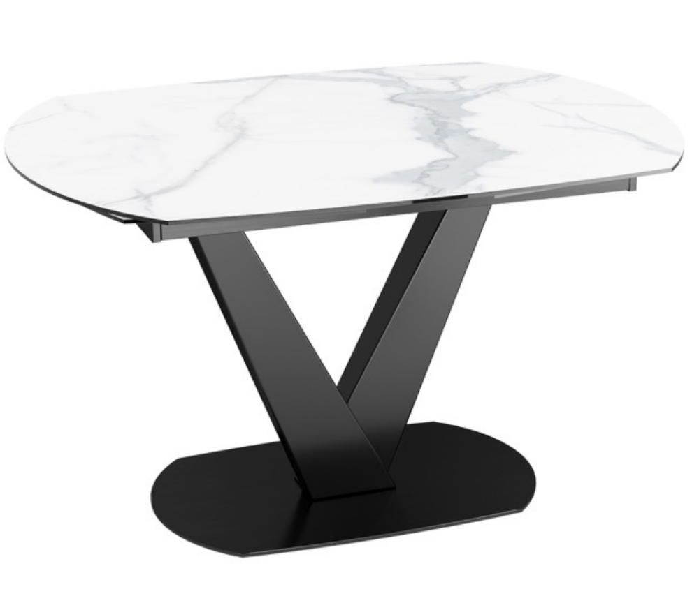 Table céramique extensible marbre blanc L 130cm ou L 120cm - Bella