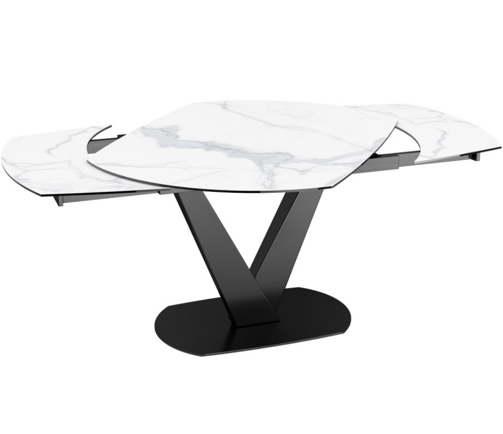 Table céramique extensible marbre blanc L 130cm ou L 120cm - Bella