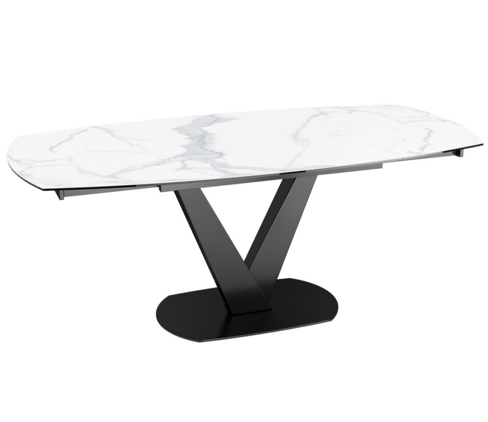 Table céramique extensible marbre blanc L 130cm ou L 120cm - Bella