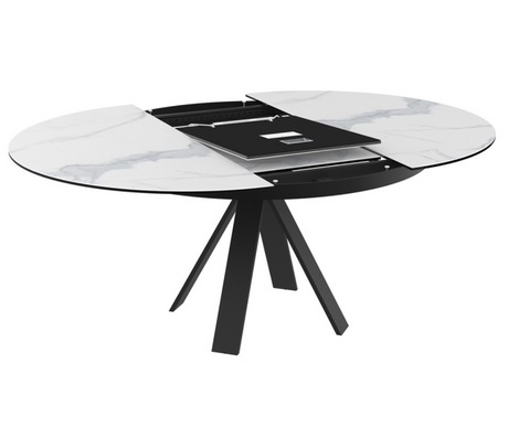 Table ovale en céramique extensible marbre blanc - Souffle d'intérieur