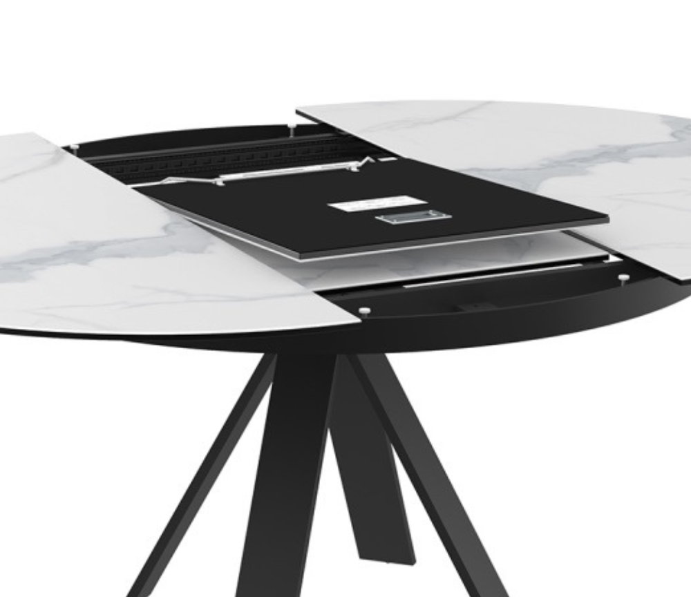 Table ovale en céramique extensible marbre blanc - Souffle d'intérieur