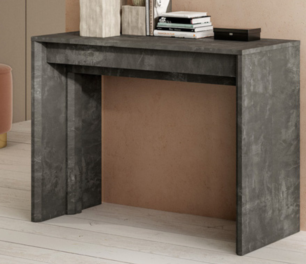 Console table extensible couleur béton gris foncé 5 allonges - SOUFFLE D'intérieur