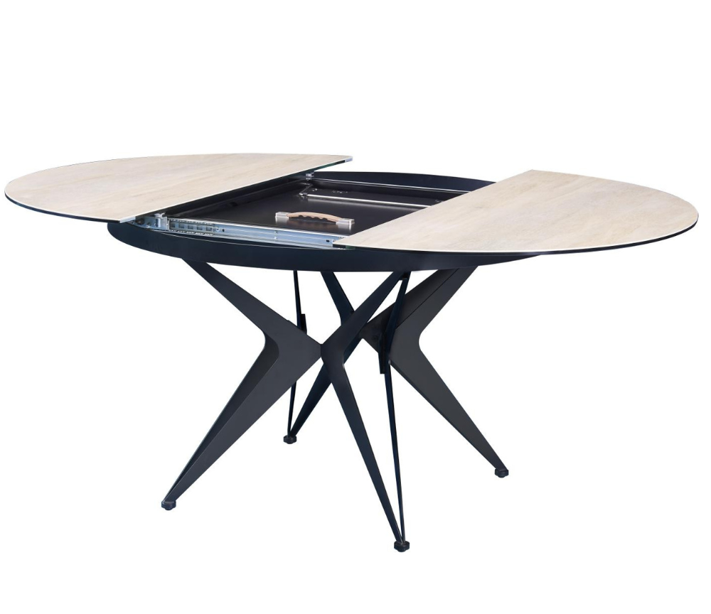 Table ronde extensible céramique effet bois clair L 120cm - Roxie