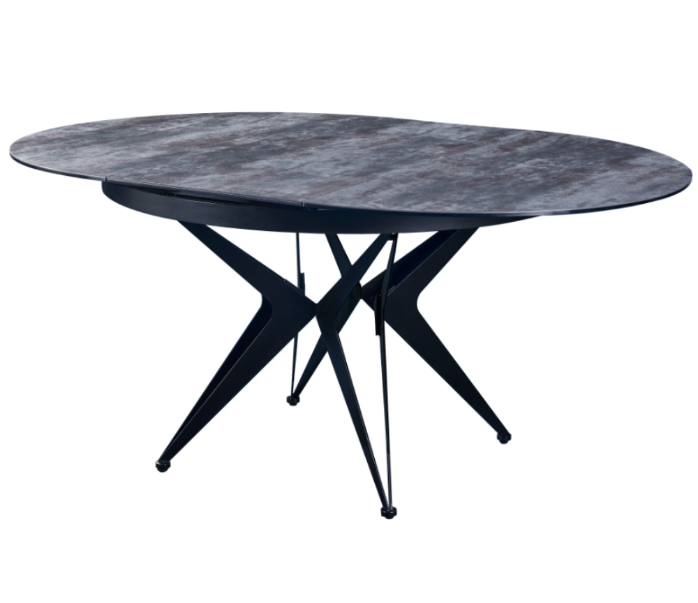 Table ronde extensible céramique anthracite L 120cm - Roxie
