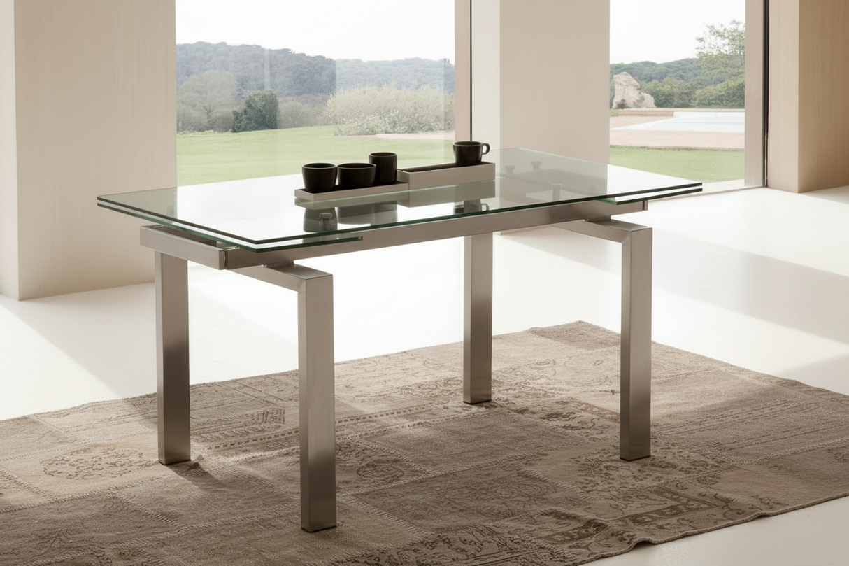 Table en verre avec rallonge design de salle à manger - Souffle d'intérieur