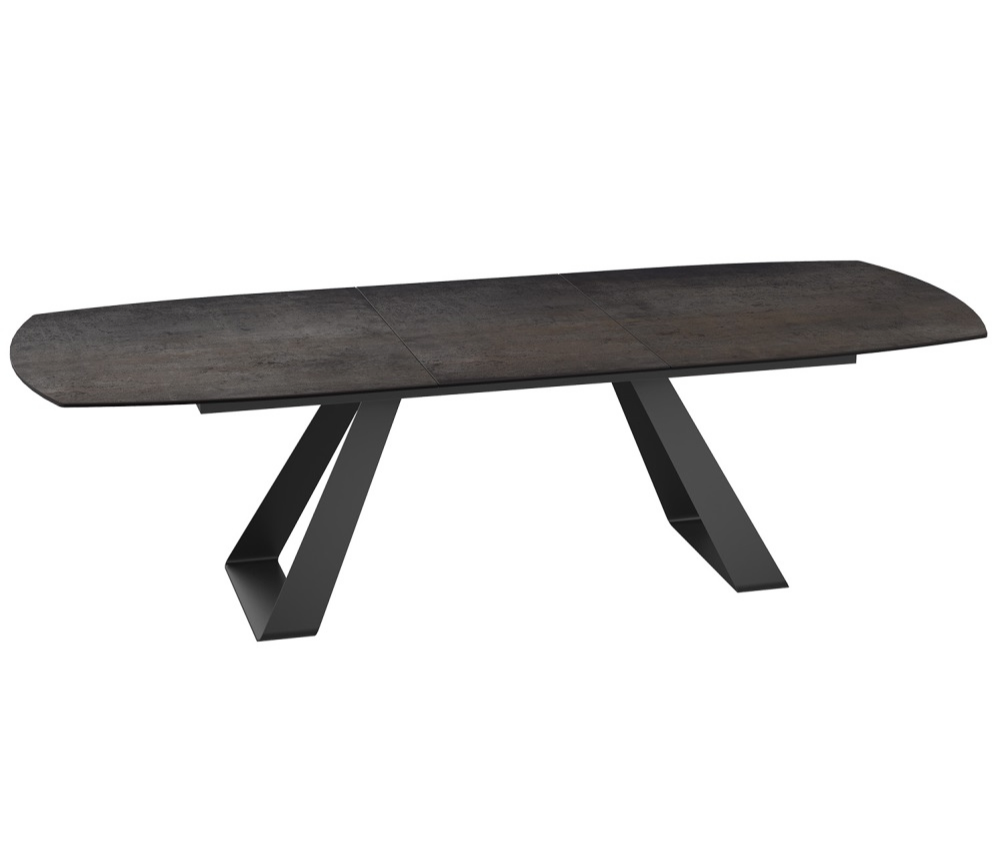 Table extensible plateau céramique acier rouille L 160cm ou 200cm - Hugo