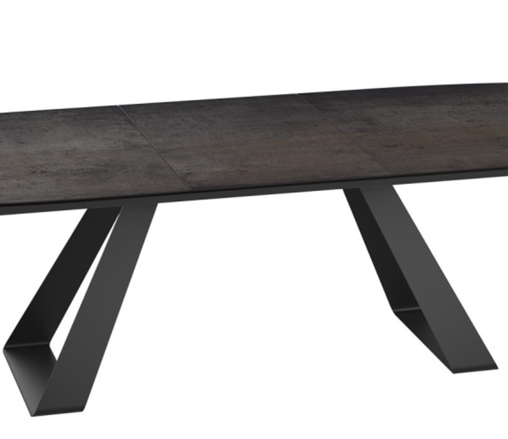 Table extensible plateau céramique acier rouille L 160cm ou 200cm - Hugo