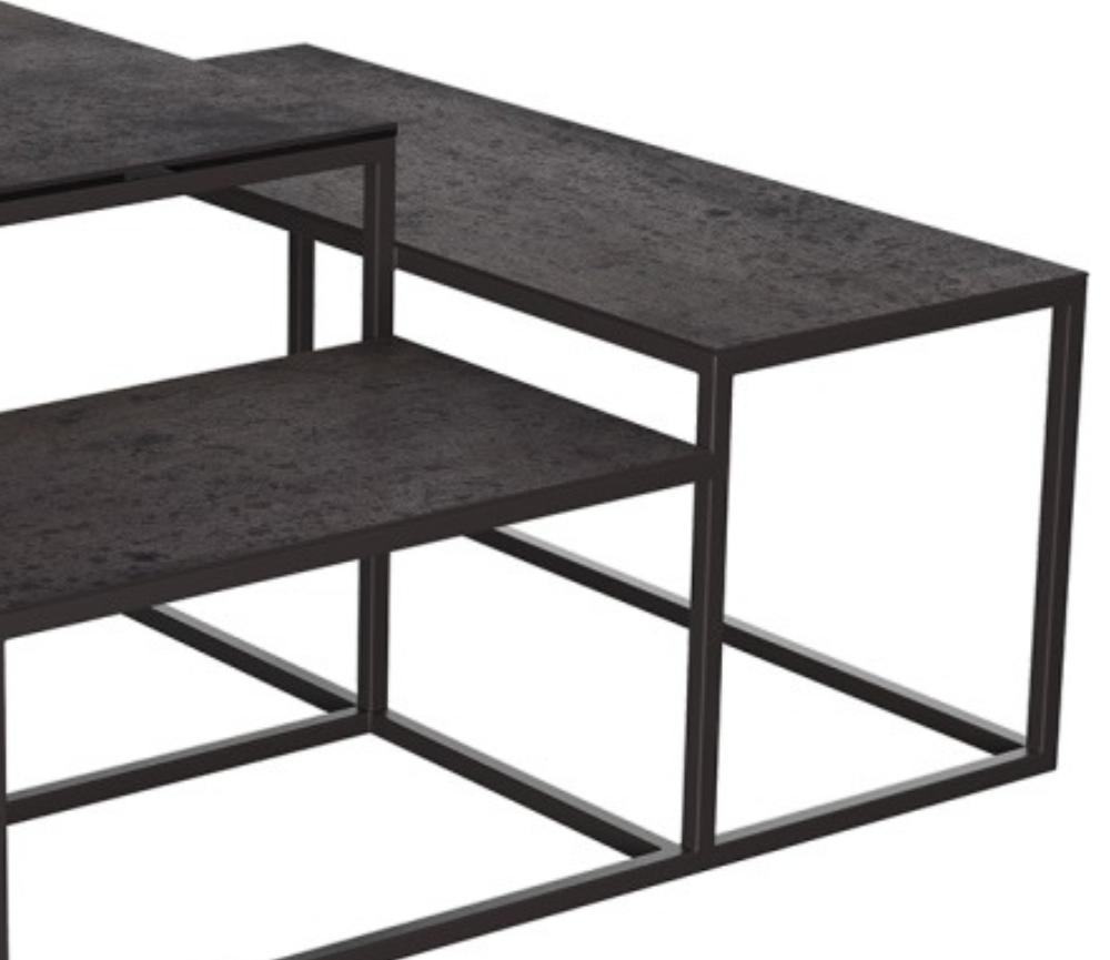 Table basse céramique carré couleur acier gris marron - Brasilly