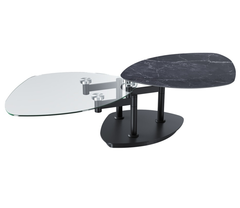 table basse de salon verre céramique marbre marquina - Souffle d'intérieur