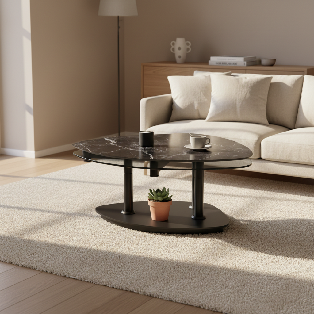 table basse de salon verre céramique marbre - Souffle d'intérieur