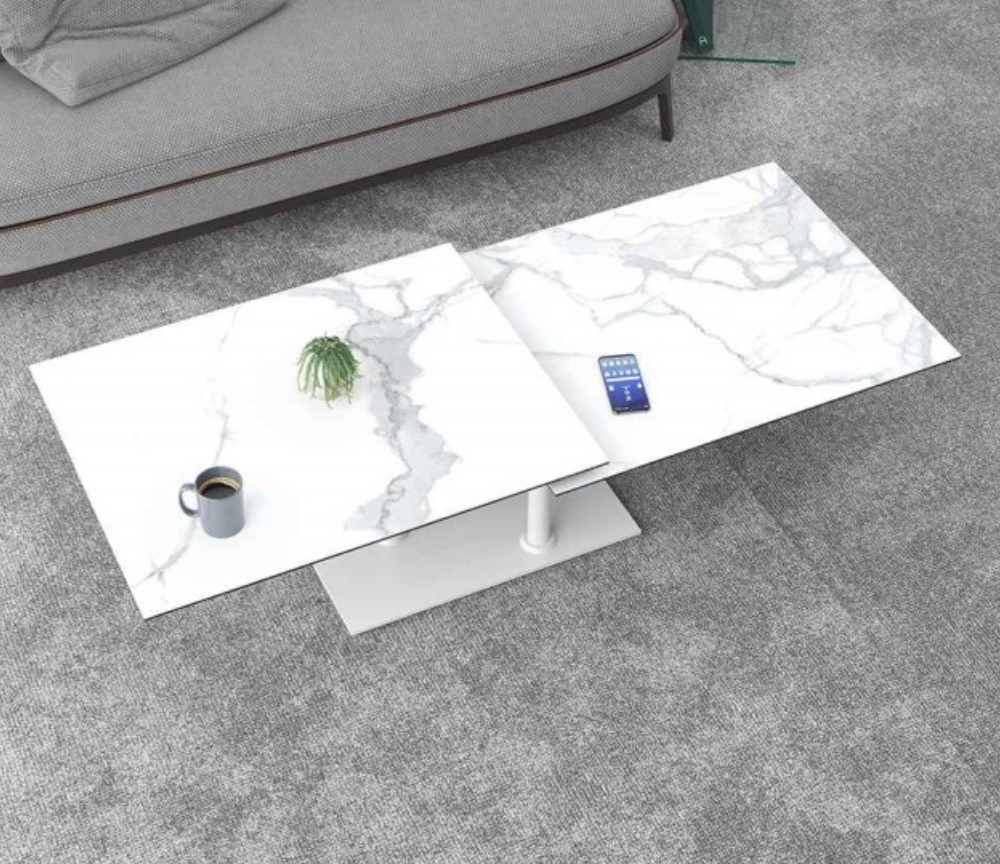 Table basse céramique marbre blanc moderne - Souffle d'intérieur