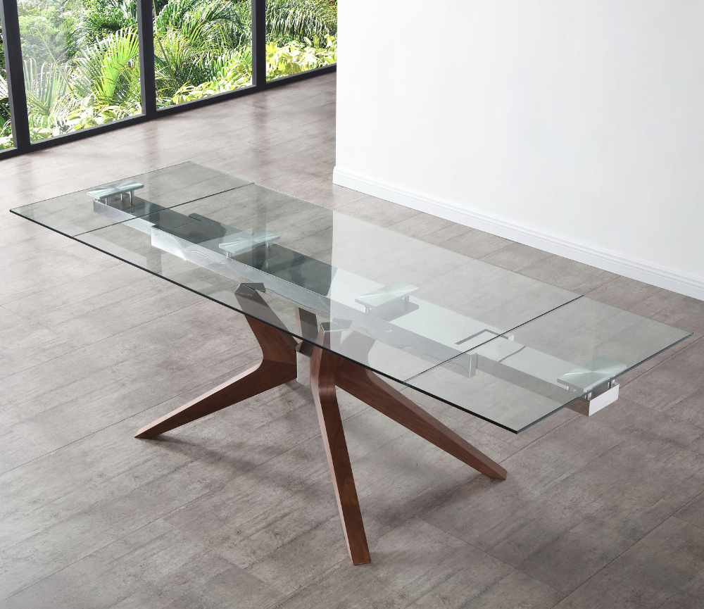 Table en verre extensible moderne rectangulaire 160 cm - Souffle d'intérieur