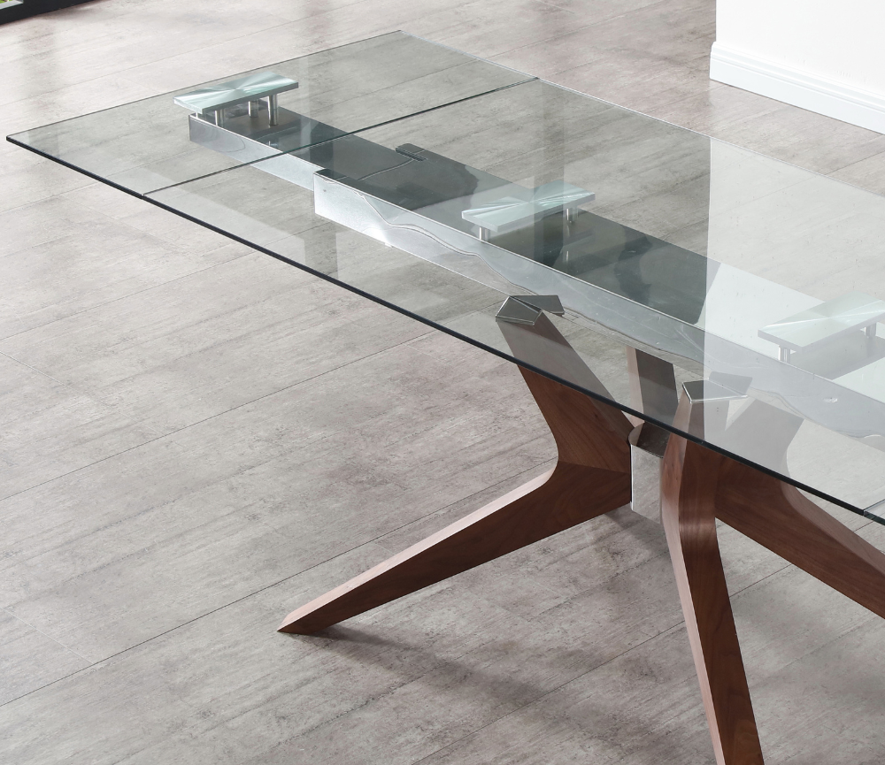 Table en verre extensible contemporaine rectangulaire  L 160cm - Pamy