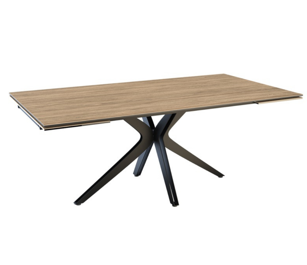 Table céramique bois chêne clair extensible L 150cm ou 190cm - Indina