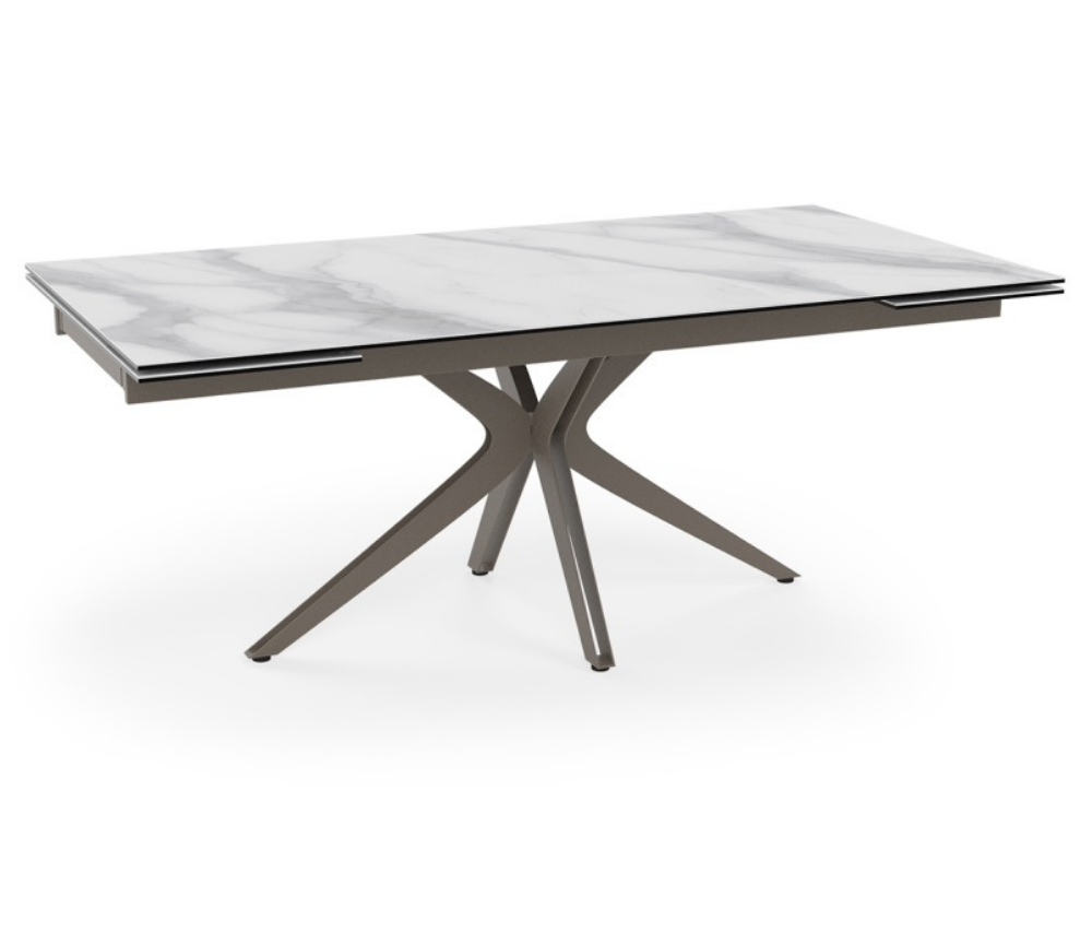 Table céramique extensible marbre blanc rectangulaire - Souffle d'intérieur