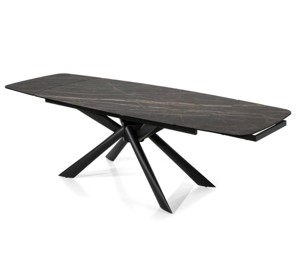 Table céramique extensible marbre mat noir avec rallonges L 180cm - Florence