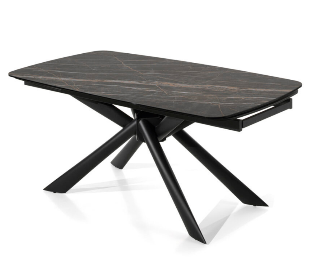 Table céramique extensible marbre mat noir avec rallonges L 180cm - Florence